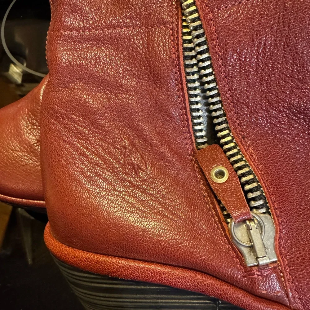 Women's Fly London Red Leather Wedge Boots - Picture 6 of 8